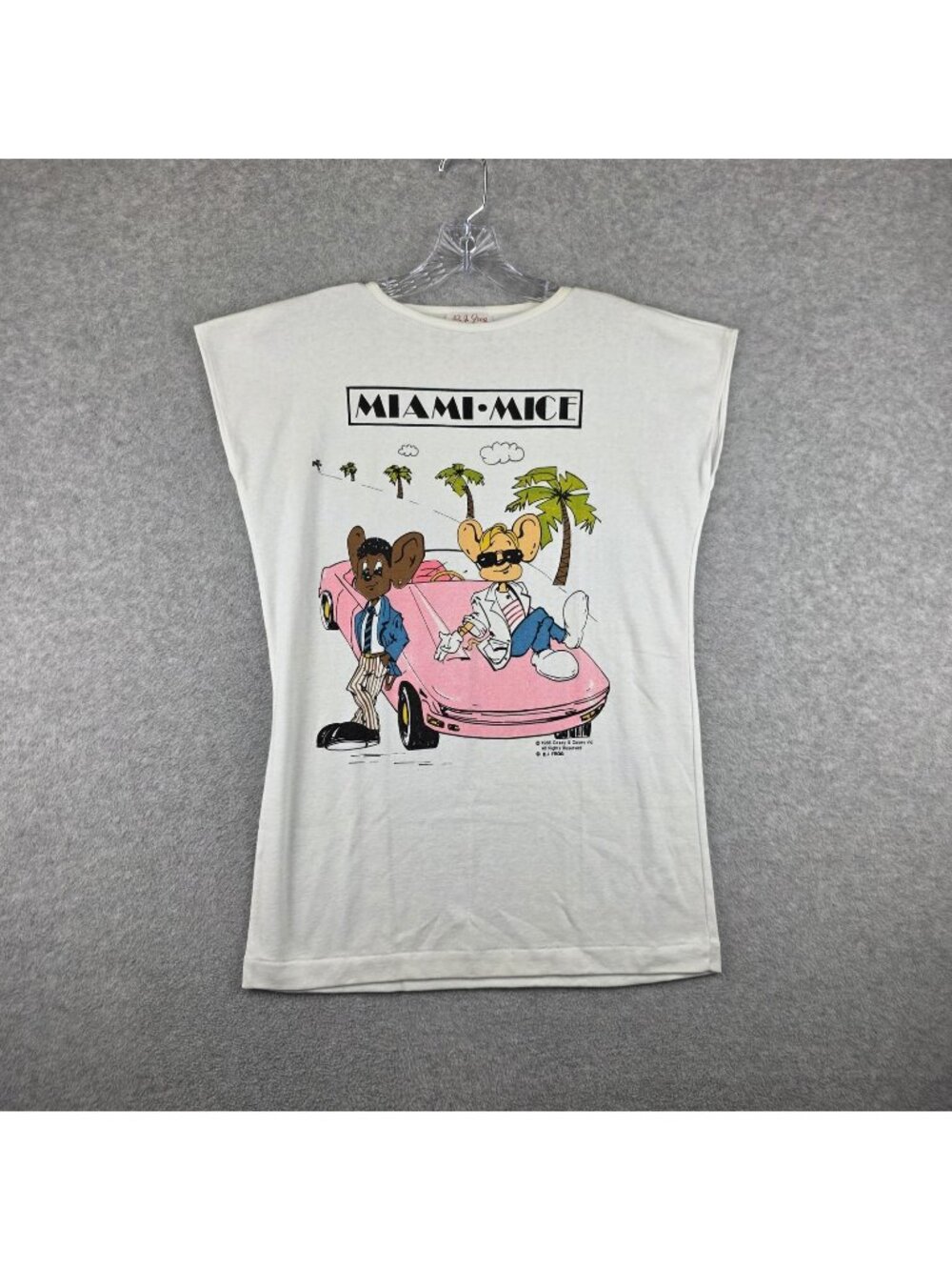 Vintage 80s B.J. Frog Miami Mice Shirt Mens M White USA Cartoon Graphic Tee